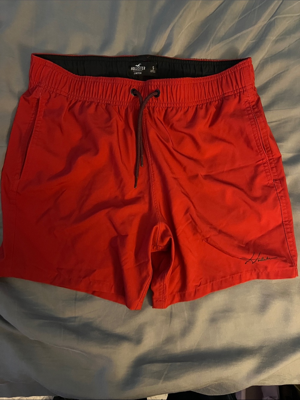 NEW-Hollister Men's Bright Red Swim Trunks